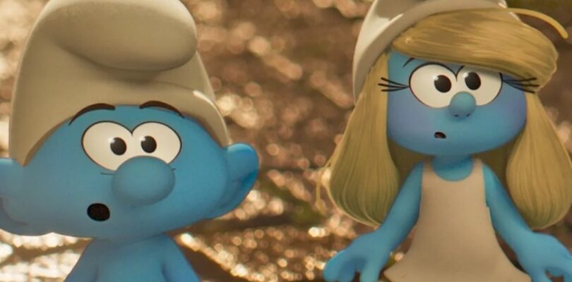 James Corden and Rihanna in “Smurfs.”