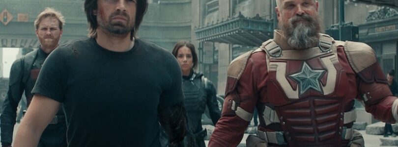 Wyatt Russell, John Walker, David Harbour, Sebastian Stan, and Hannah John-Kamen in “Thunderbolts*.”