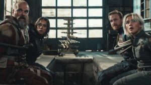 David Harbour, Hannah John-Kamen, Wyatt Russell, and Florence Pugh in “Thunderbolts*.”