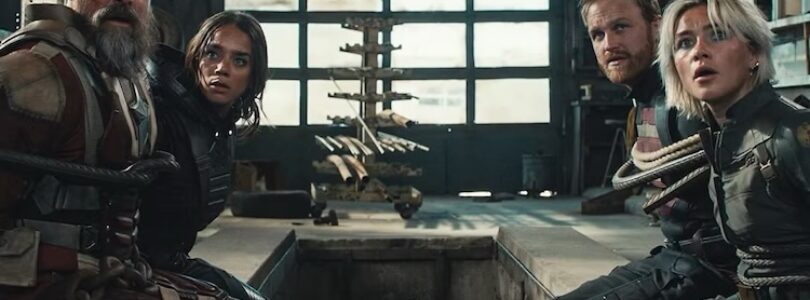 David Harbour, Hannah John-Kamen, Wyatt Russell, and Florence Pugh in “Thunderbolts*.”