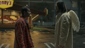 Aziz Ansari as Arj and Keanu Reeves as Gabriel in “Good Fortune.”