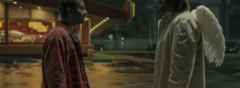 Aziz Ansari as Arj and Keanu Reeves as Gabriel in “Good Fortune.”