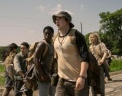 Parker, Joshua Odjick, Cooper Hoffman, Charlie Plummer, Jordan Gonzalez, and David Jonsson in “The Long Walk.”