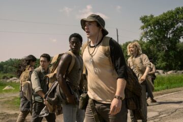 Parker, Joshua Odjick, Cooper Hoffman, Charlie Plummer, Jordan Gonzalez, and David Jonsson in “The Long Walk.”