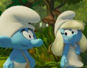 No Name (James Corden) and Smurfette (Rihanna) in Smurfs from Paramount Animation.