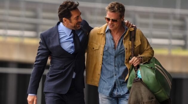 Brad Pitt and Javier Bardem in “F1: The Movie.”