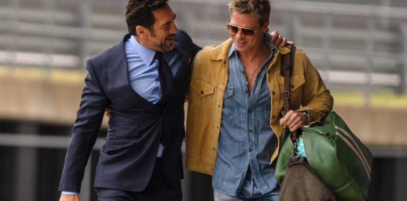 Brad Pitt and Javier Bardem in “F1: The Movie.”