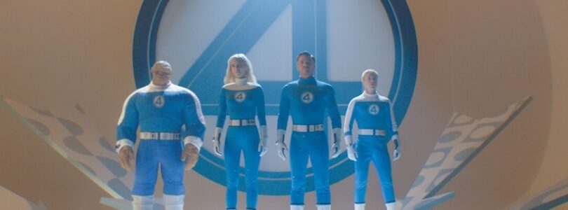 Ebon Moss-Bachrach, Vanessa Kirby, Pedro Pascal, and Joseph Quinn in “The Fantastic Four: First Steps.”