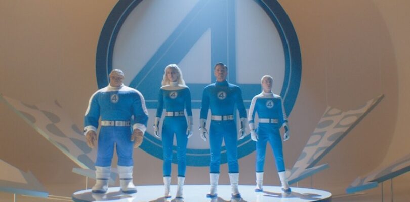 Ebon Moss-Bachrach, Vanessa Kirby, Pedro Pascal, and Joseph Quinn in “The Fantastic Four: First Steps.”