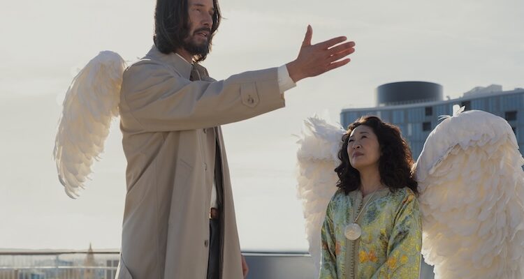 Keanu Reeves as Gabriel and Sandra Oh as Martha in “Good Fortune.”