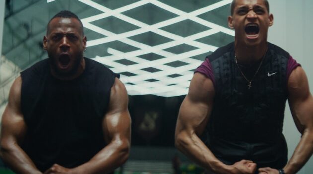 Isaiah White (Marlon Wayans; from left) and Cameron Cade (Tyriq Withers) in HIM, directed by Justin Tipping.
