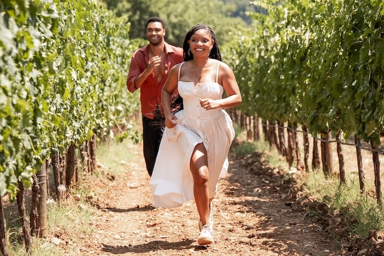 Halle Bailey and Regé-Jean Page in “You, Me & Tuscany.”