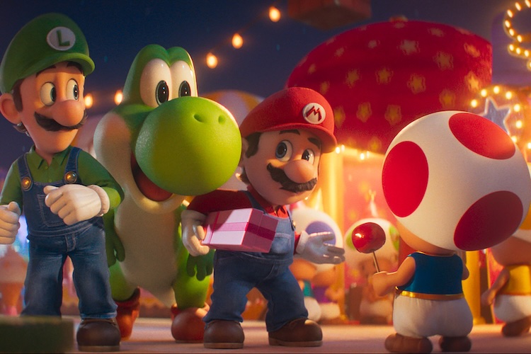 Charlie Day, Chris Pratt, Keegan-Michael Key, and Donald Glover in “The Super Mario Galaxy Movie.”