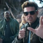 (From left) Ludi Lin as Liu Kang, Mehcad Brooks as Jackson “Jax” Briggs, Jessica McNamee as Sonya Blade, and Karl Urban as Johnny Cage in New Line Cinema’s "Mortal Kombat II."