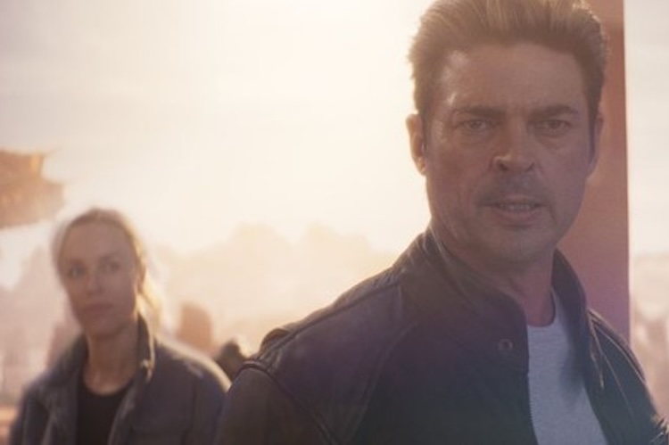 Karl Urban and Jessica McNamee in “Mortal Kombat II.”