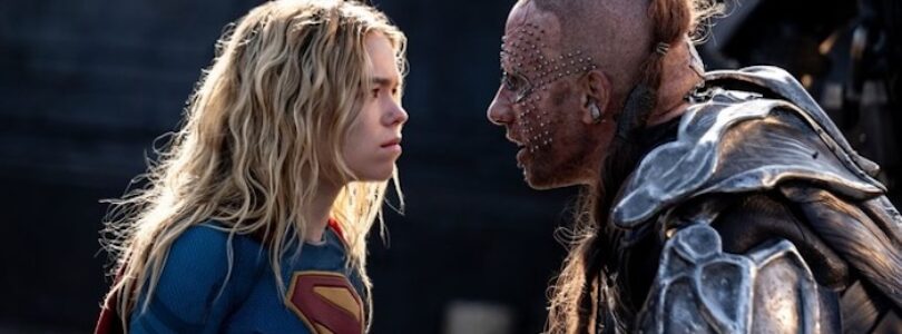 Matthias Schoenaerts and Milly Alcock in “Supergirl.”