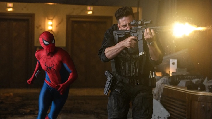 Jon Bernthal and Tom Holland in “Spider-Man: Brand New Day.”